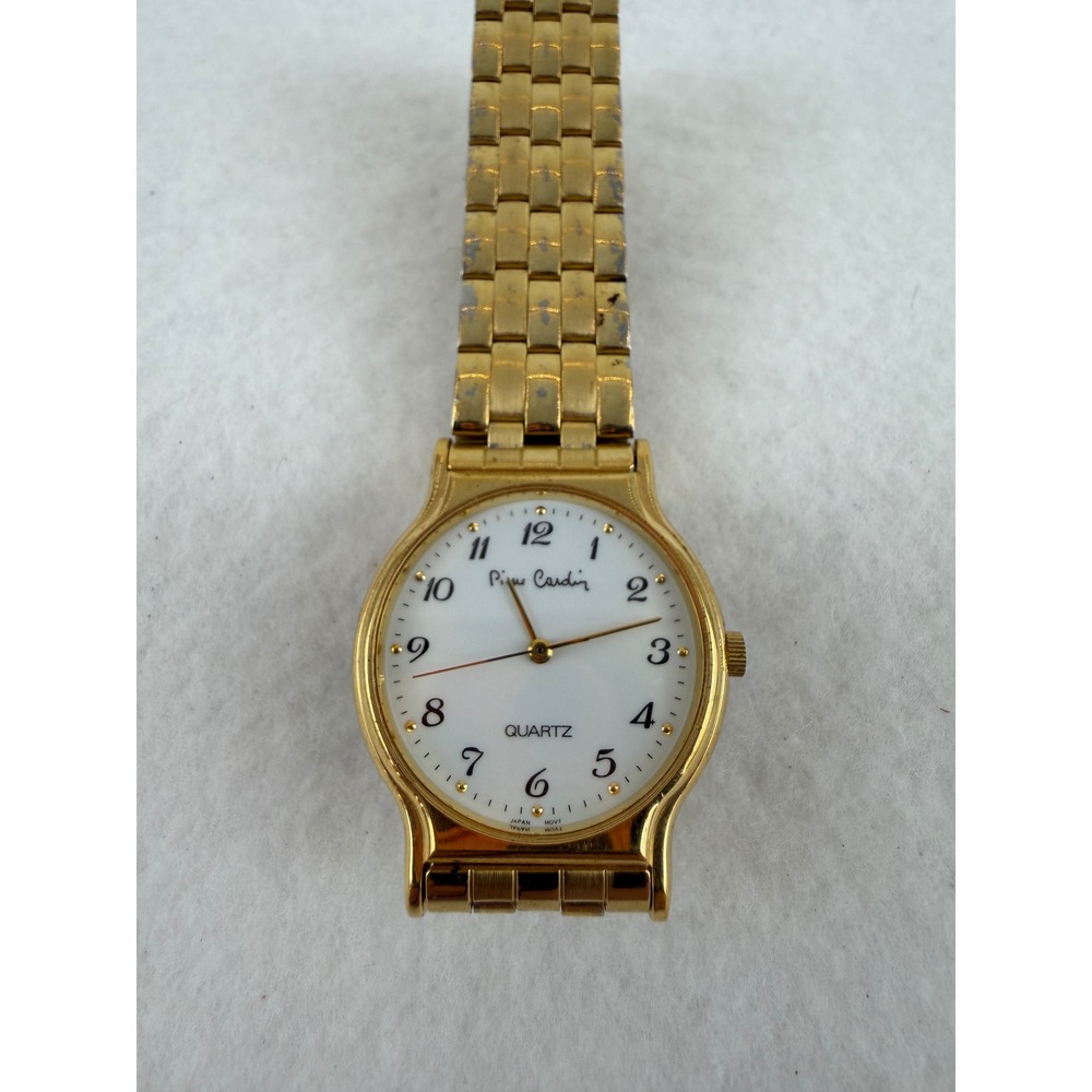 Pierre Cardin Mens Gold Tone Quartz Watch White Dial Arabic Numerals 31.4mm